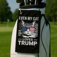 Cat Sunglasses Usa Flag Even My Cat Loves Trump Golf Towel thumb 2