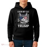 Cat Sunglasses Usa Flag Even My Cat Loves Trump Kids Hoodie thumb 4