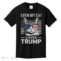 Cat Sunglasses Usa Flag Even My Cat Loves Trump Kids T-Shirt thumb 0