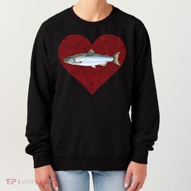 Coho Salmon Valentines Day Fish Love Fingerprint Meaningful Gift Women's Sweatshirt