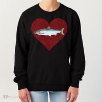 Coho Salmon Valentines Day Fish Love Fingerprint Meaningful Gift Women's Sweatshirt thumb 0