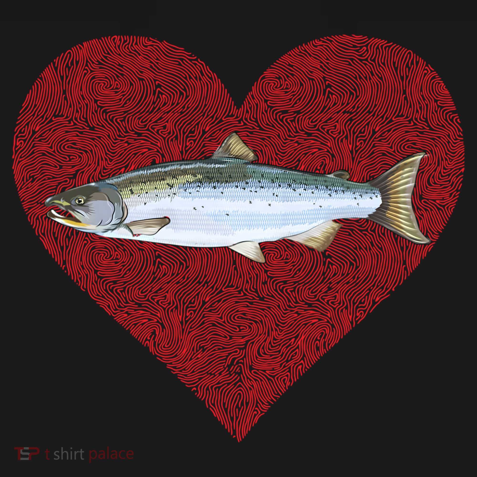 Coho Salmon Valentines Day Fish Love Fingerprint Meaningful Gift Backpack