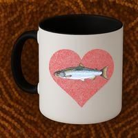 Coho Salmon Valentines Day Fish Love Fingerprint Meaningful Gift Coffee Mug thumb 2