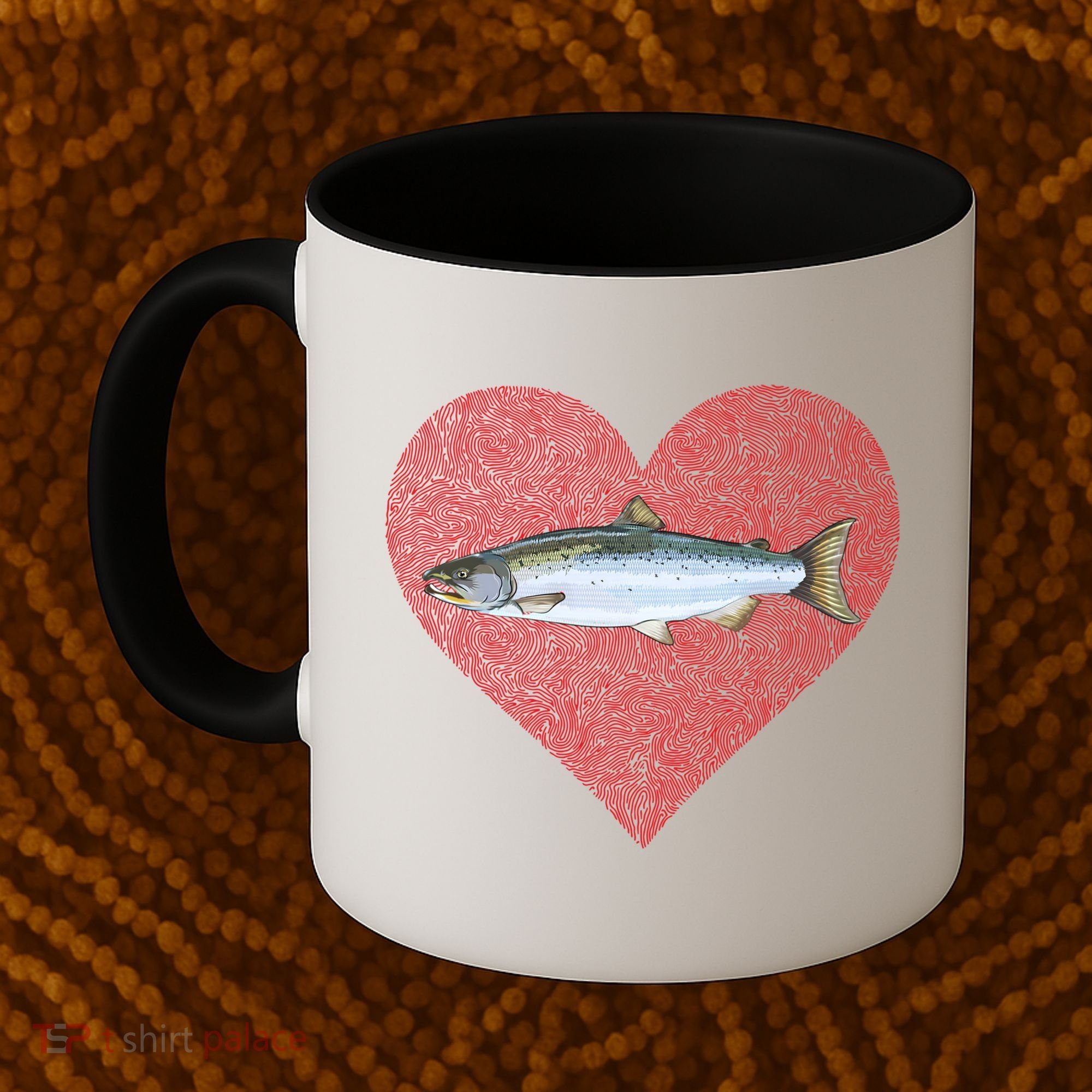 Coho Salmon Valentines Day Fish Love Fingerprint Meaningful Gift Coffee Mug
