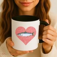 Coho Salmon Valentines Day Fish Love Fingerprint Meaningful Gift Coffee Mug thumb 3