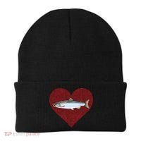 Coho Salmon Valentines Day Fish Love Fingerprint Meaningful Gift Beanie thumb 0