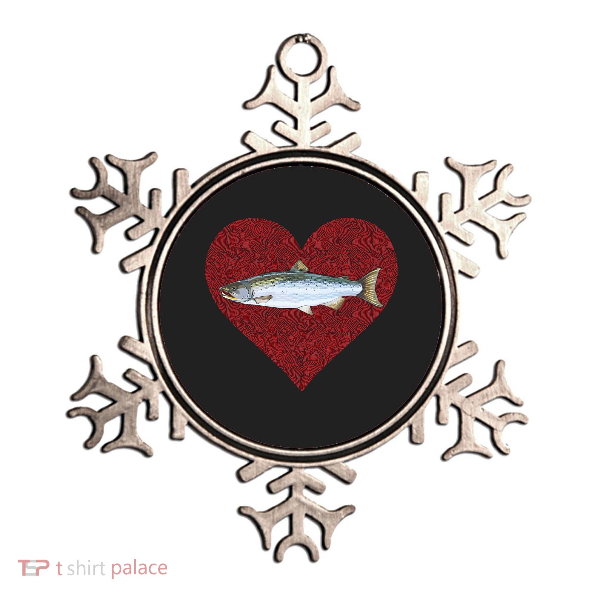 Coho Salmon Valentines Day Fish Love Fingerprint Meaningful Gift Ornament