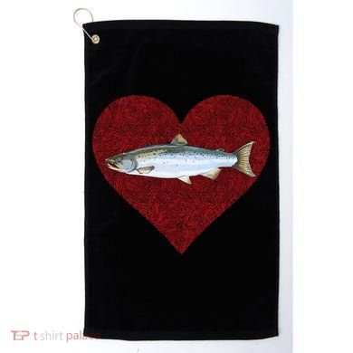 Coho Salmon Valentines Day Fish Love Fingerprint Meaningful Gift Golf Towel