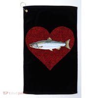 Coho Salmon Valentines Day Fish Love Fingerprint Meaningful Gift Golf Towel thumb 0