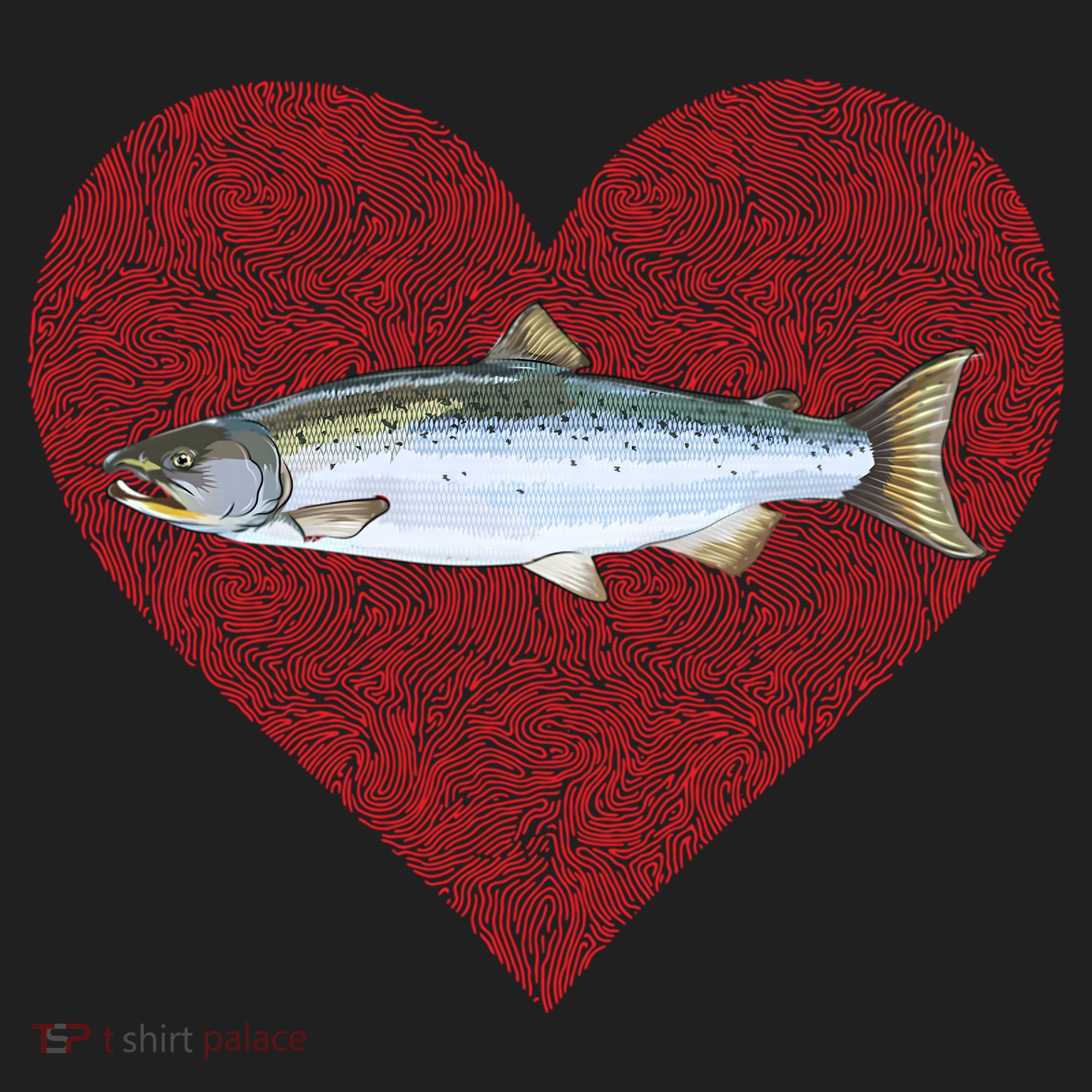 Coho Salmon Valentines Day Fish Love Fingerprint Meaningful Gift Golf Towel