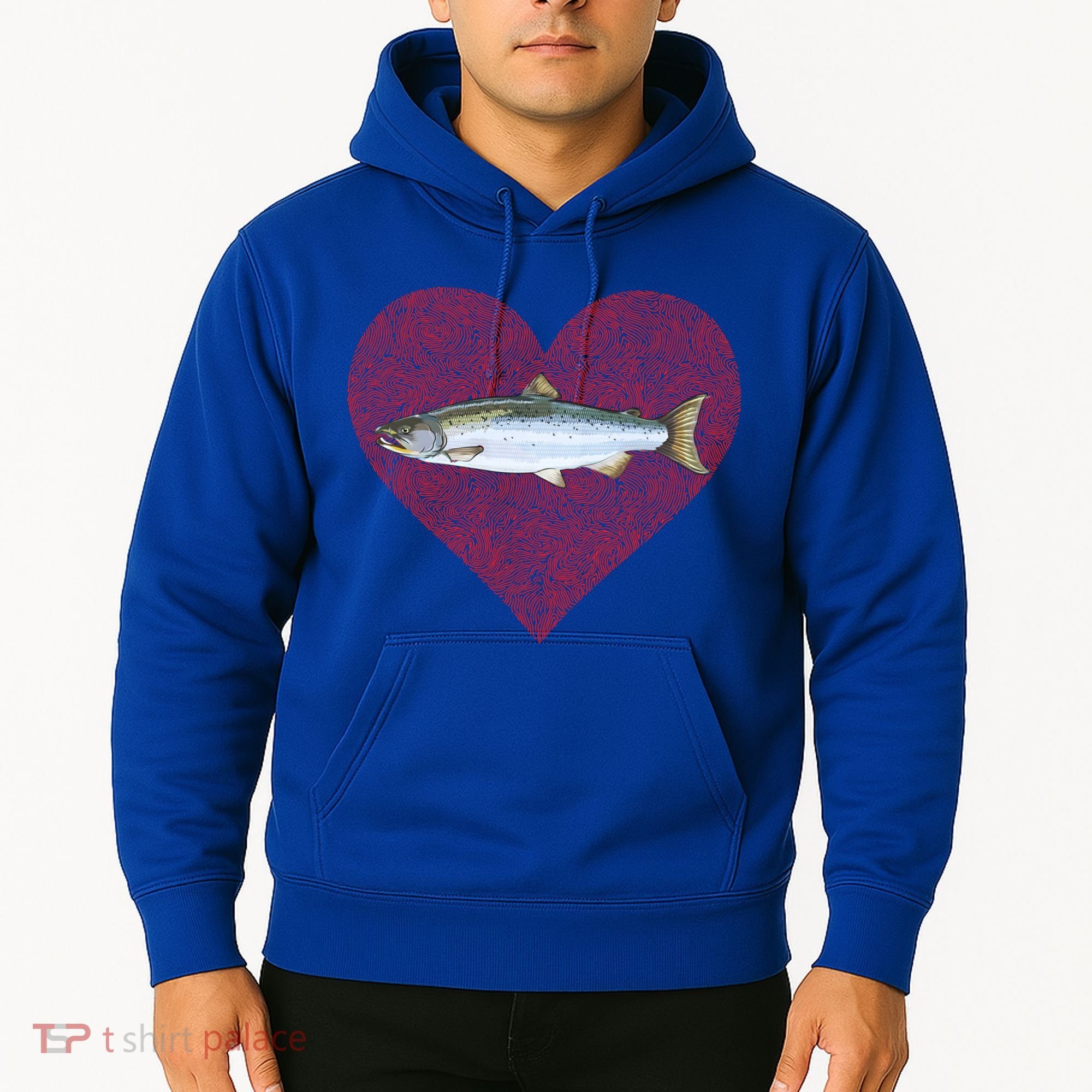 Coho Salmon Valentines Day Fish Love Fingerprint Meaningful Gift Hoodie