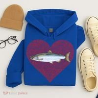 Coho Salmon Valentines Day Fish Love Fingerprint Meaningful Gift Hoodie thumb 4