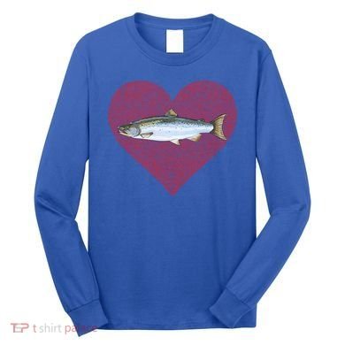 Coho Salmon Valentines Day Fish Love Fingerprint Meaningful Gift Long Sleeve Shirt