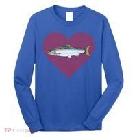 Coho Salmon Valentines Day Fish Love Fingerprint Meaningful Gift Long Sleeve Shirt thumb 0