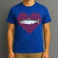 Coho Salmon Valentines Day Fish Love Fingerprint Meaningful Gift T-Shirt thumb 3
