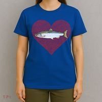 Coho Salmon Valentines Day Fish Love Fingerprint Meaningful Gift T-Shirt thumb 4