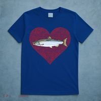 Coho Salmon Valentines Day Fish Love Fingerprint Meaningful Gift T-Shirt thumb 5
