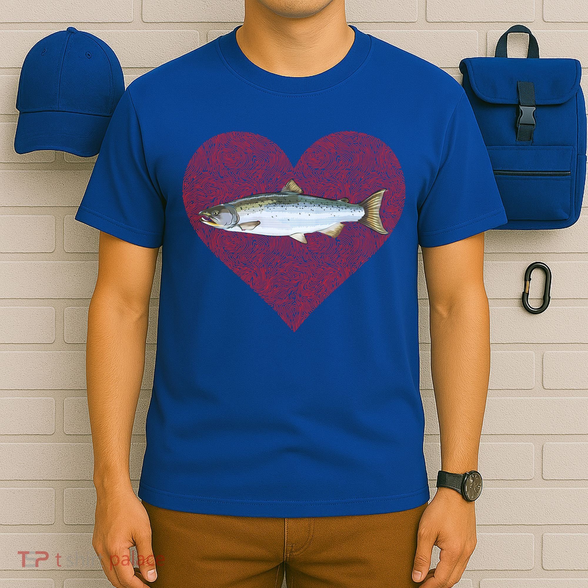 Coho Salmon Valentines Day Fish Love Fingerprint Meaningful Gift T-Shirt