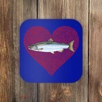 Coho Salmon Valentines Day Fish Love Fingerprint Meaningful Gift Coaster thumb 0