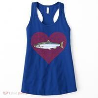 Coho Salmon Valentines Day Fish Love Fingerprint Meaningful Gift Women's Tank Top thumb 0