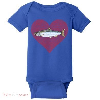 Coho Salmon Valentines Day Fish Love Fingerprint Meaningful Gift Baby Bodysuit
