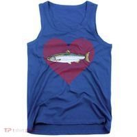 Coho Salmon Valentines Day Fish Love Fingerprint Meaningful Gift Tank Top thumb 0