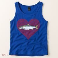 Coho Salmon Valentines Day Fish Love Fingerprint Meaningful Gift Tank Top thumb 2