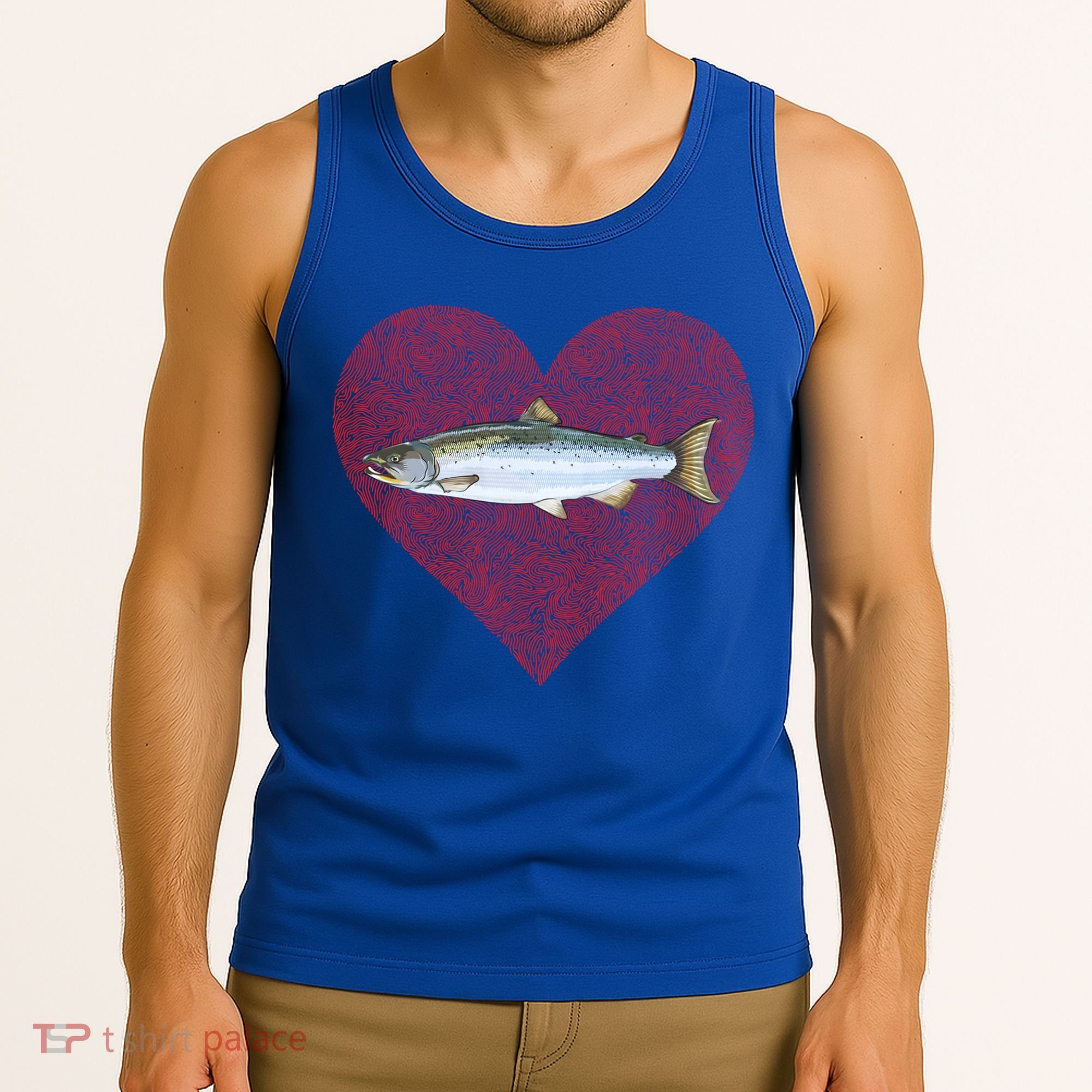 Coho Salmon Valentines Day Fish Love Fingerprint Meaningful Gift Tank Top