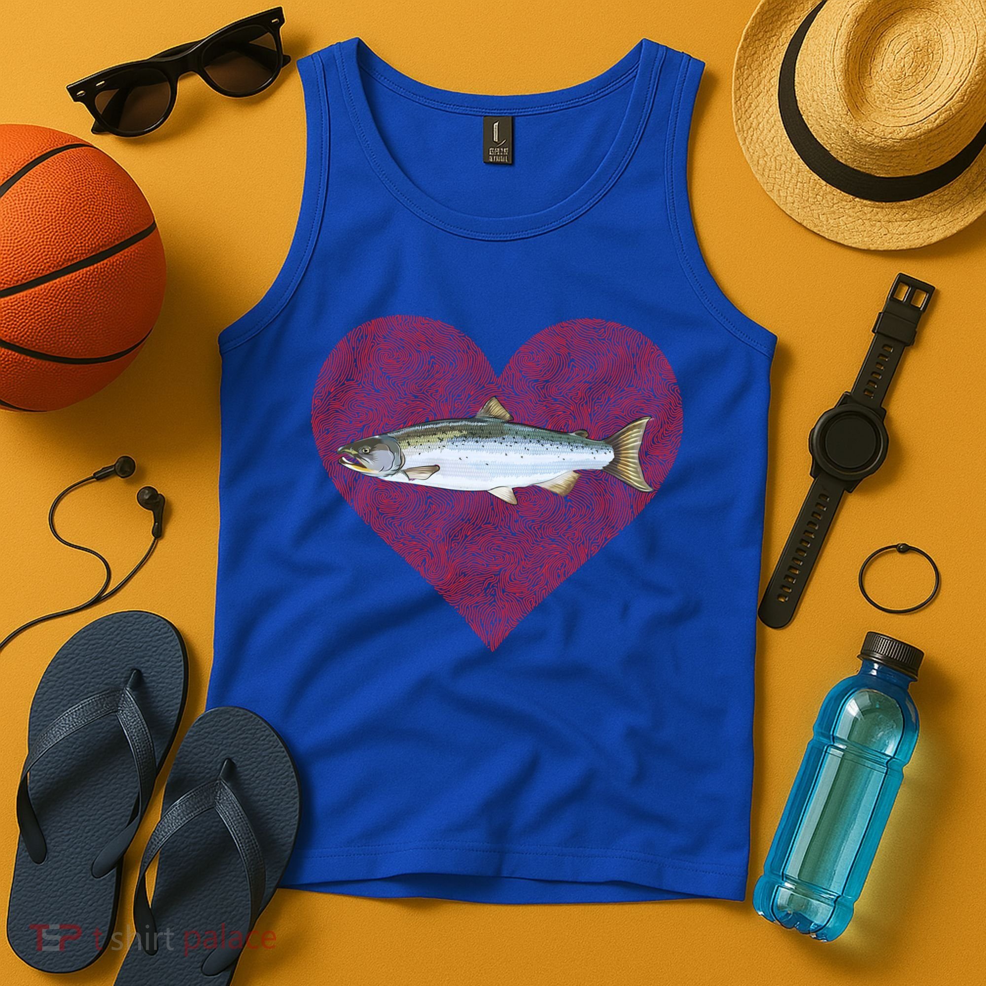 Coho Salmon Valentines Day Fish Love Fingerprint Meaningful Gift Tank Top