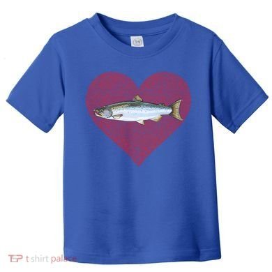 Coho Salmon Valentines Day Fish Love Fingerprint Meaningful Gift Toddler T-Shirt
