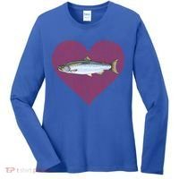 Coho Salmon Valentines Day Fish Love Fingerprint Meaningful Gift Women's Long Sleeve Shirt thumb 0