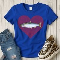 Coho Salmon Valentines Day Fish Love Fingerprint Meaningful Gift Women's T-Shirt thumb 3