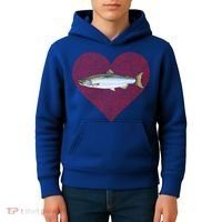 Coho Salmon Valentines Day Fish Love Fingerprint Meaningful Gift Kids Hoodie thumb 4