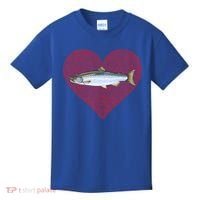 Coho Salmon Valentines Day Fish Love Fingerprint Meaningful Gift Kids T-Shirt thumb 0