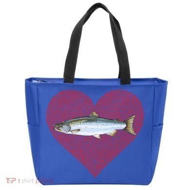 Coho Salmon Valentines Day Fish Love Fingerprint Meaningful Gift Tote Bag