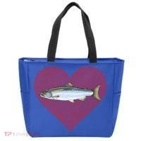 Coho Salmon Valentines Day Fish Love Fingerprint Meaningful Gift Tote Bag thumb 0