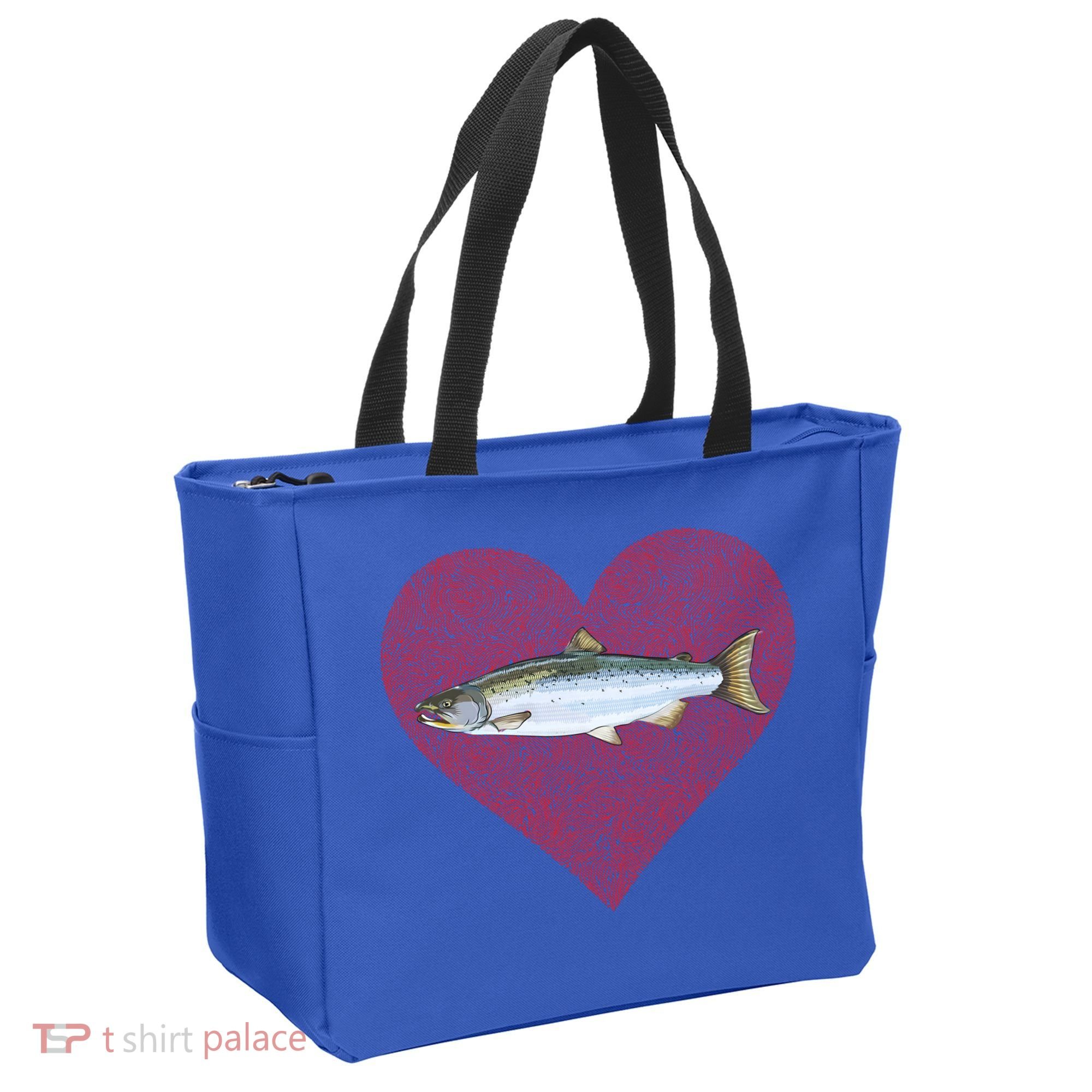 Coho Salmon Valentines Day Fish Love Fingerprint Meaningful Gift Tote Bag