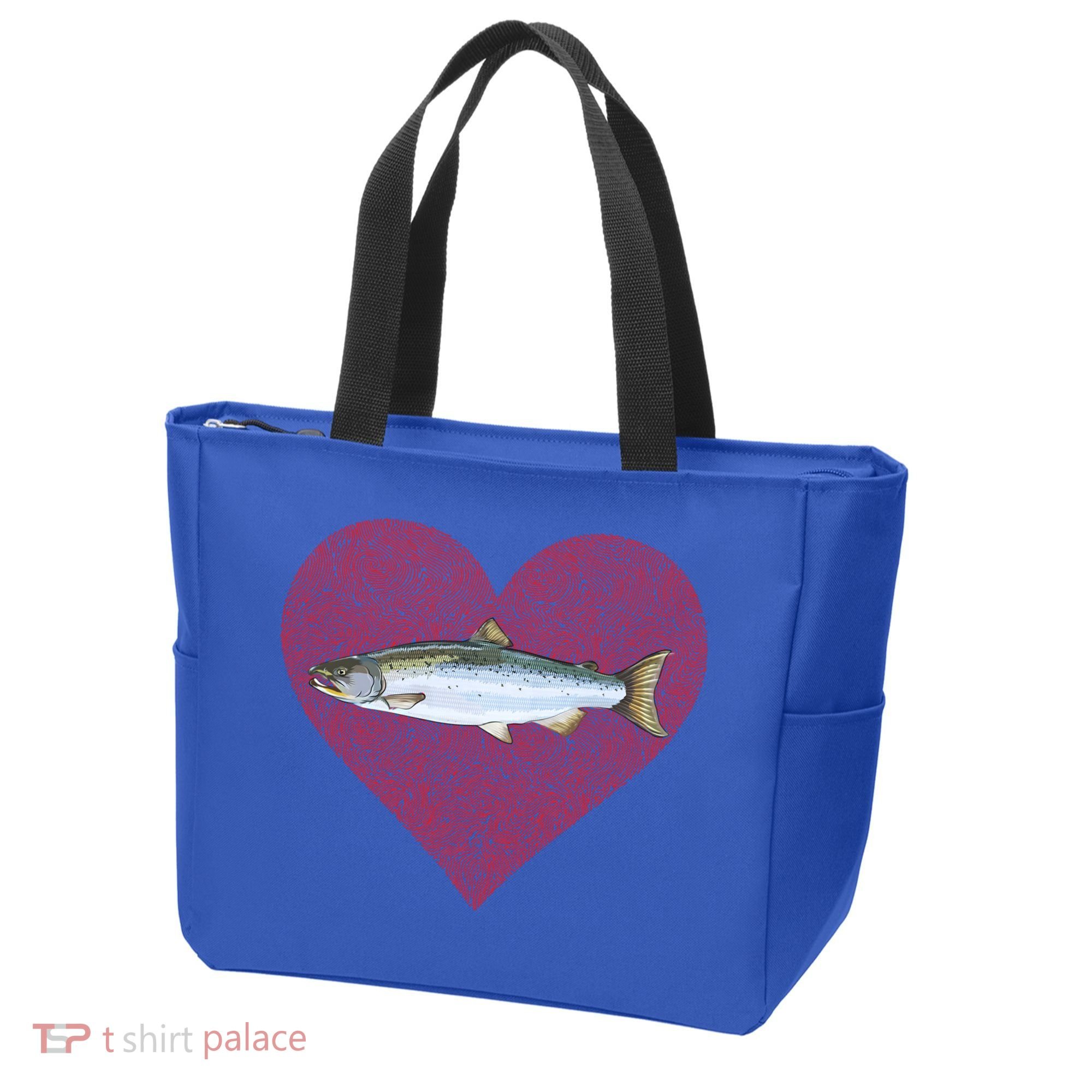 Coho Salmon Valentines Day Fish Love Fingerprint Meaningful Gift Tote Bag