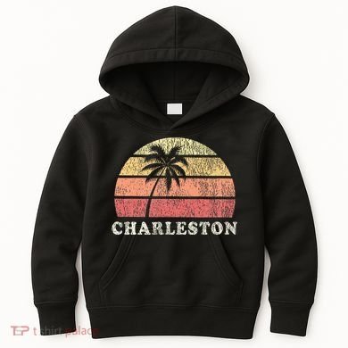 Charleston Sc Vintage 70s Retro Throwback Design Kids Hoodie