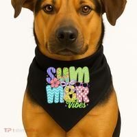 Coquette Summer Vibes Preppy Summer Retro Beach Trendy USA-Made Doggie Bandana thumb 1