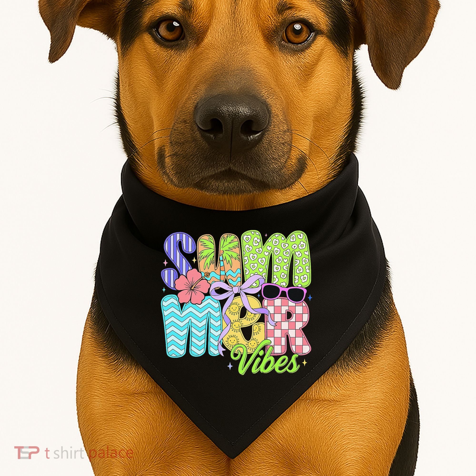 Coquette Summer Vibes Preppy Summer Retro Beach Trendy USA-Made Doggie Bandana