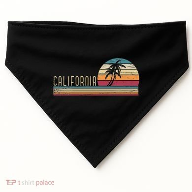 Cali Summer Vacation Ca Palm Trees Usa Retro California USA-Made Doggie Bandana