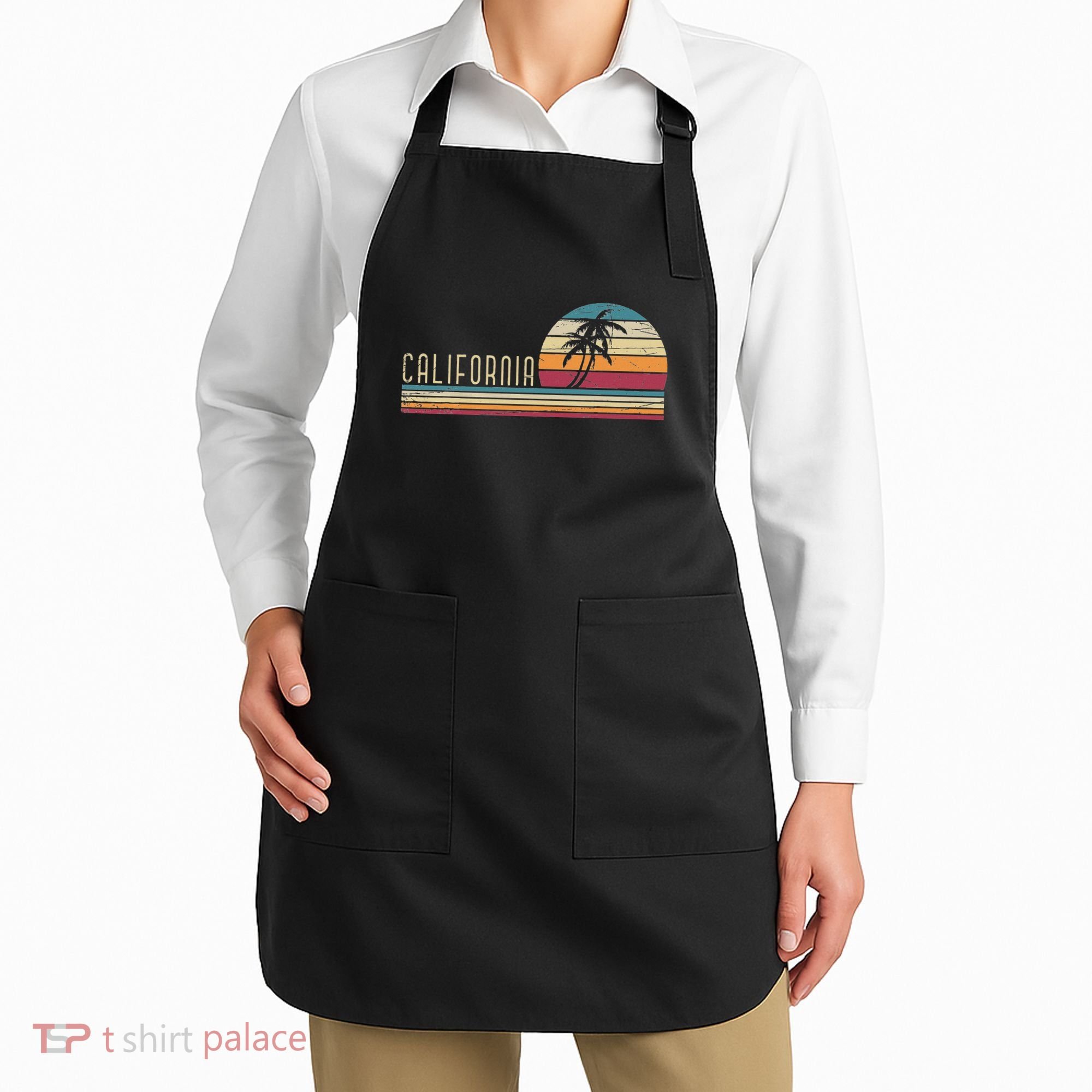 Cali Summer Vacation Ca Palm Trees Usa Retro California Apron