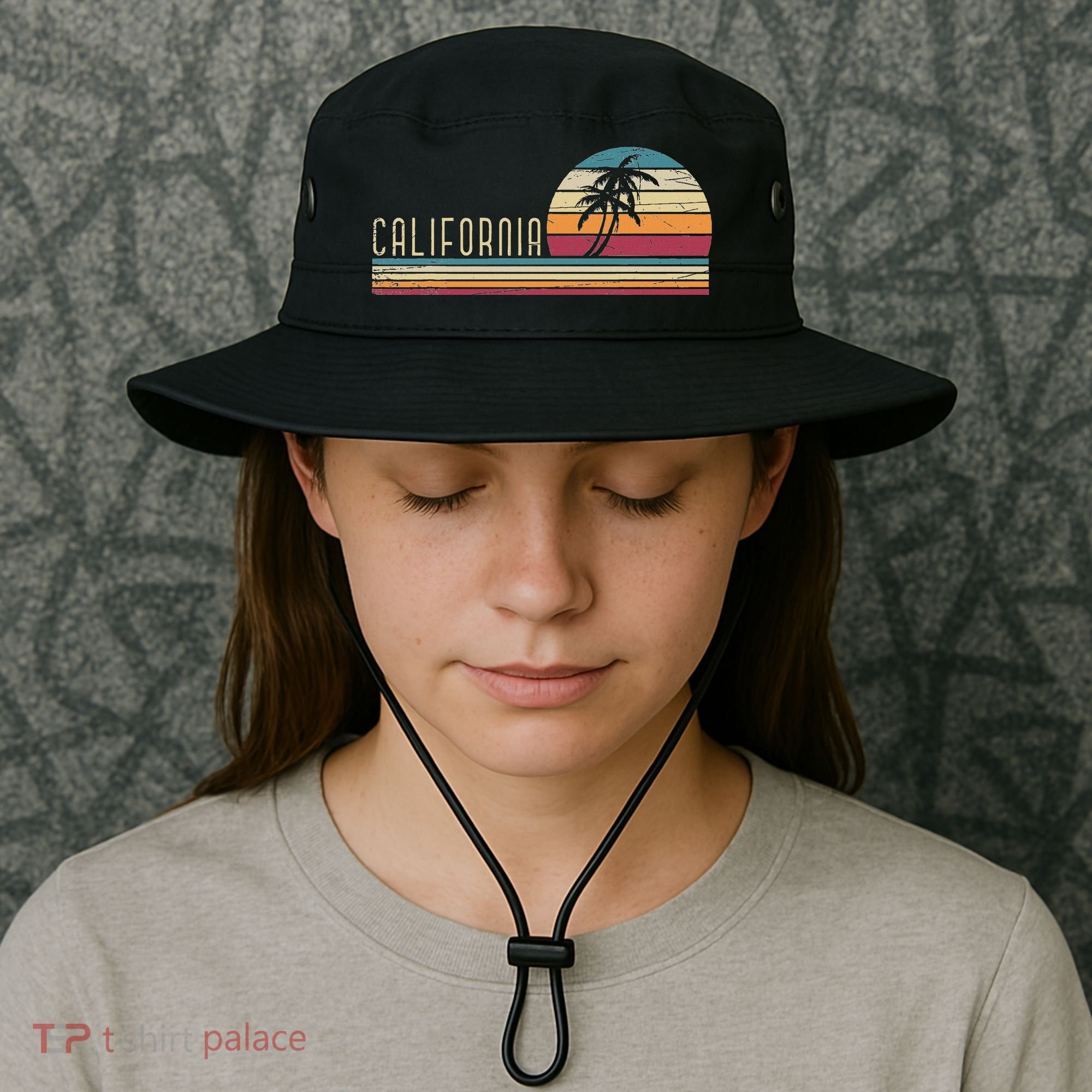Cali Summer Vacation Ca Palm Trees Usa Retro California Bucket Hat