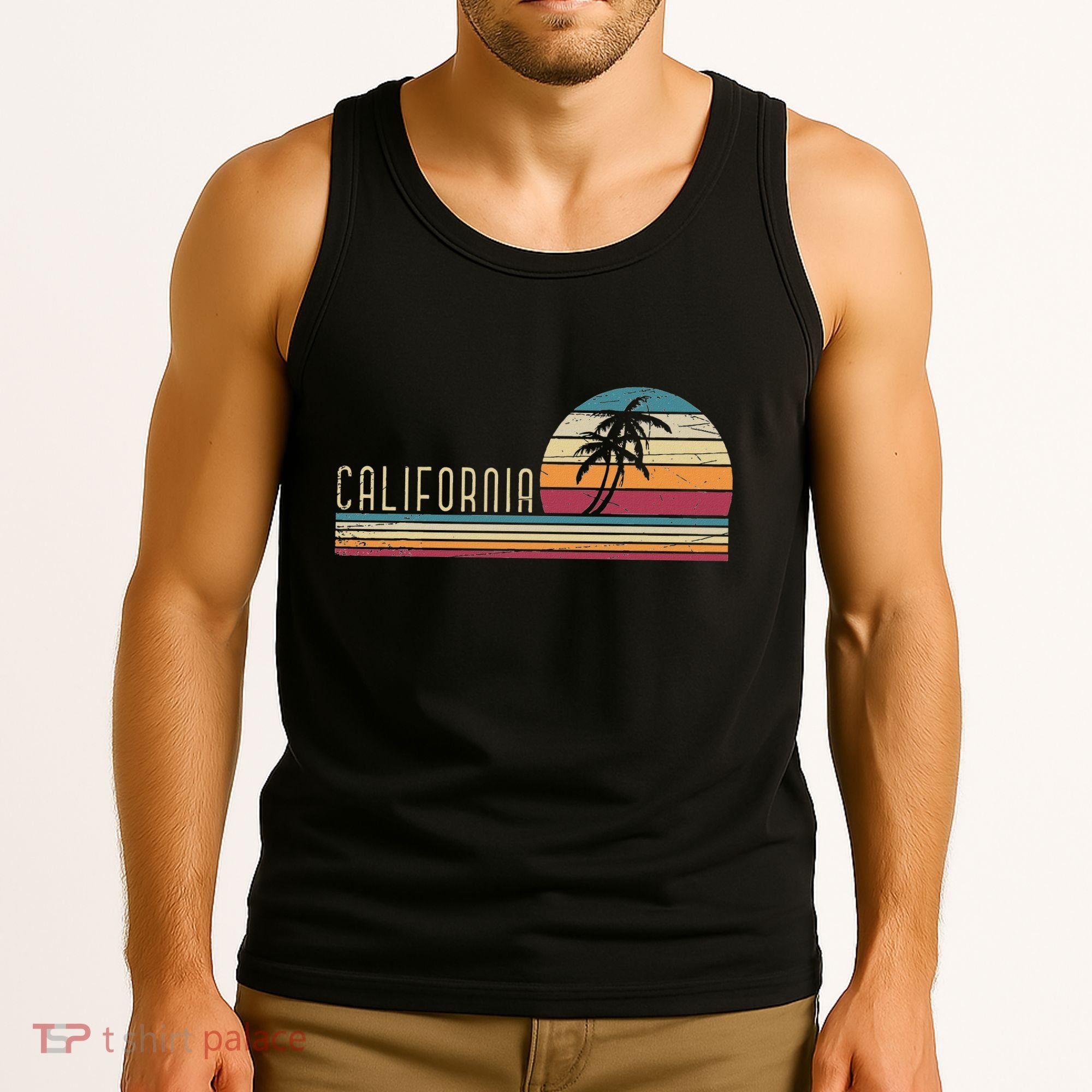Cali Summer Vacation Ca Palm Trees Usa Retro California Tank Top