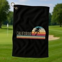 Cali Summer Vacation Ca Palm Trees Usa Retro California Golf Towel thumb 1