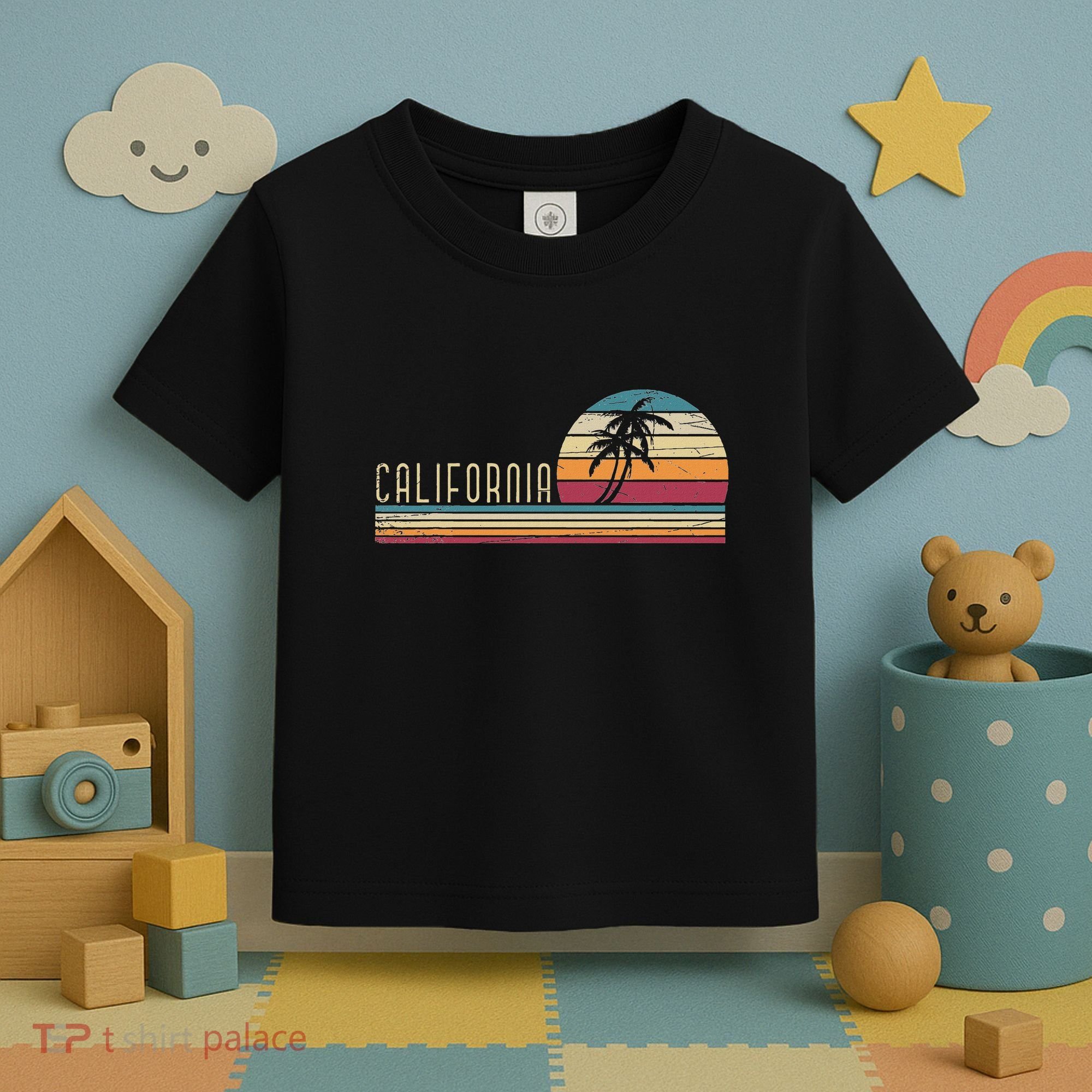 Cali Summer Vacation Ca Palm Trees Usa Retro California Toddler T-Shirt