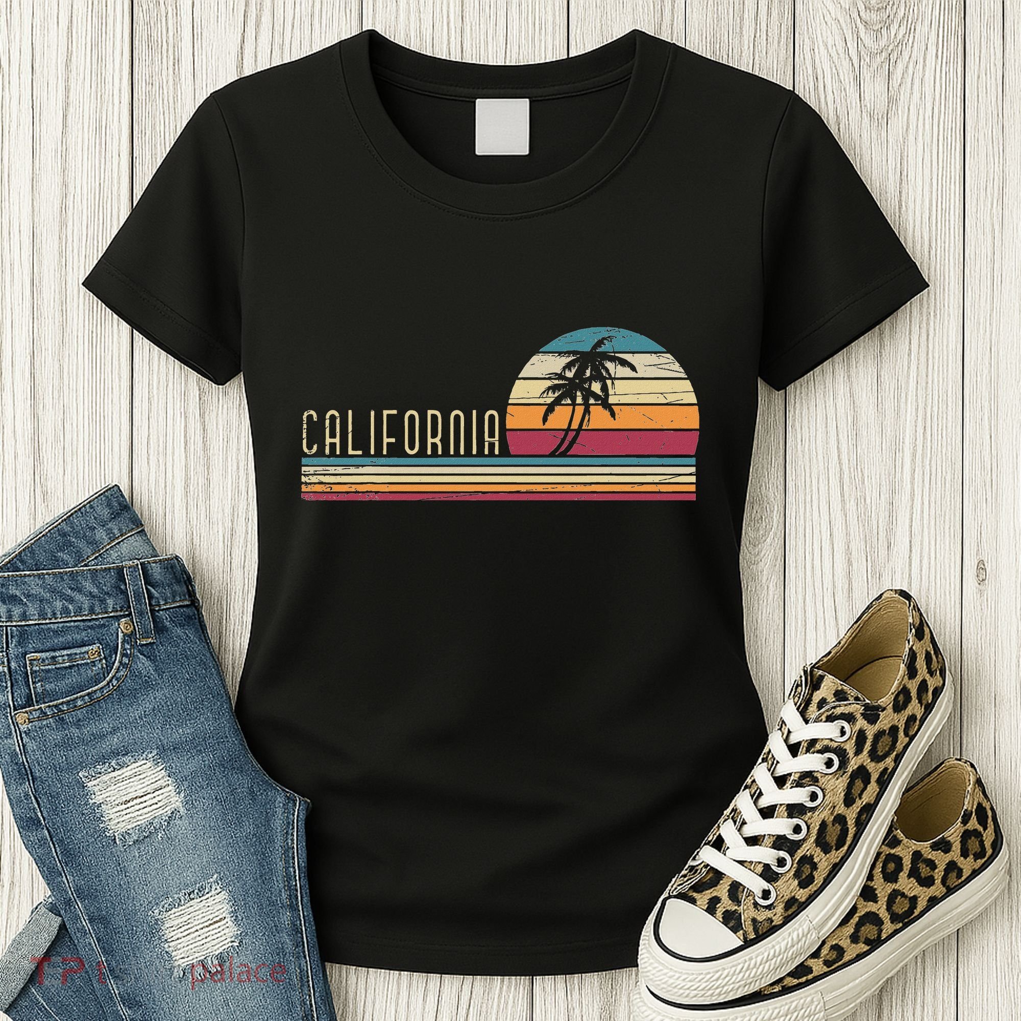 Cali Summer Vacation Ca Palm Trees Usa Retro California Women's T-Shirt