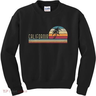 Cali Summer Vacation Ca Palm Trees Usa Retro California Kids Sweatshirt