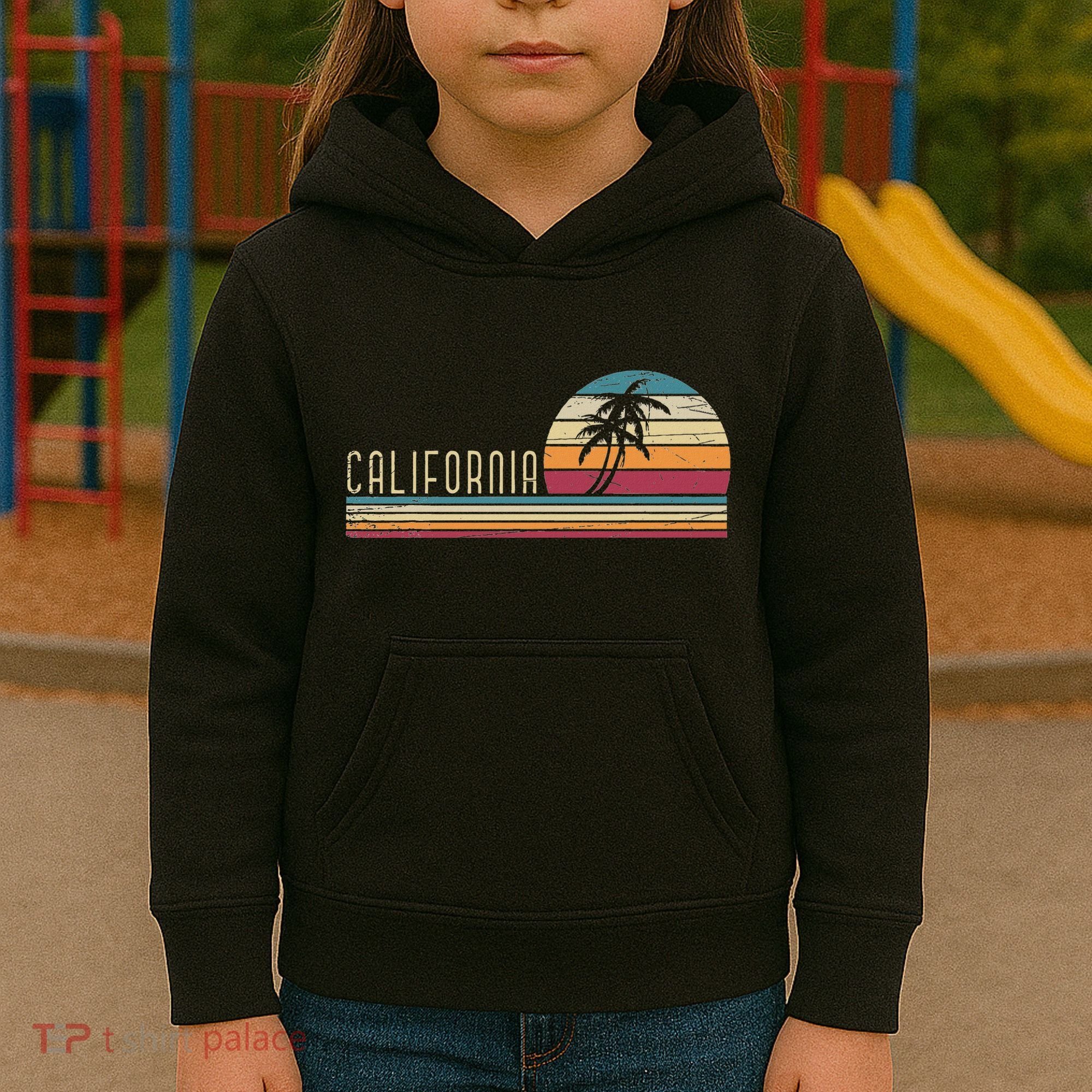 Cali Summer Vacation Ca Palm Trees Usa Retro California Kids Hoodie